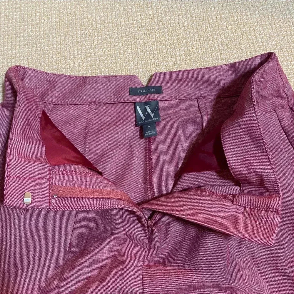 Worthington Straight Leg High Waisted Dress Pant in Pink Women’s 2 - Picture 3 of 7
